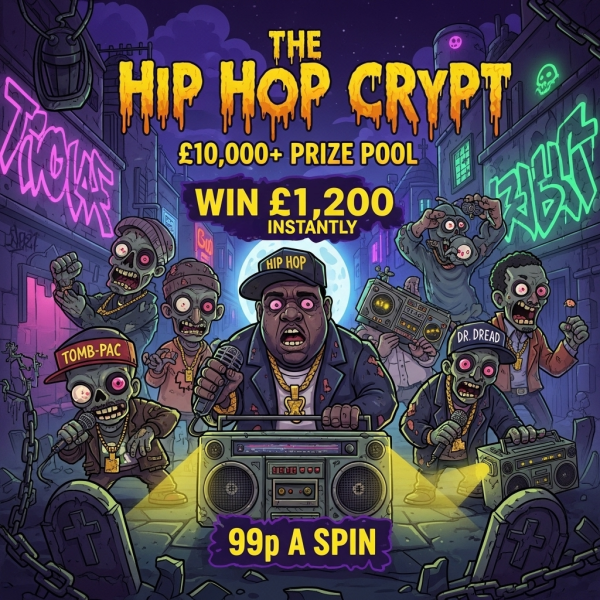 The Hip Hop Crypt SLOTS 🧟‍♂️🎤 – Spin for £1200 Jackpot 🤑 £200 End Prize 👀 £10,000+ Prize pool 👻 (READ DESCRIPTION BEFORE PLAYING)